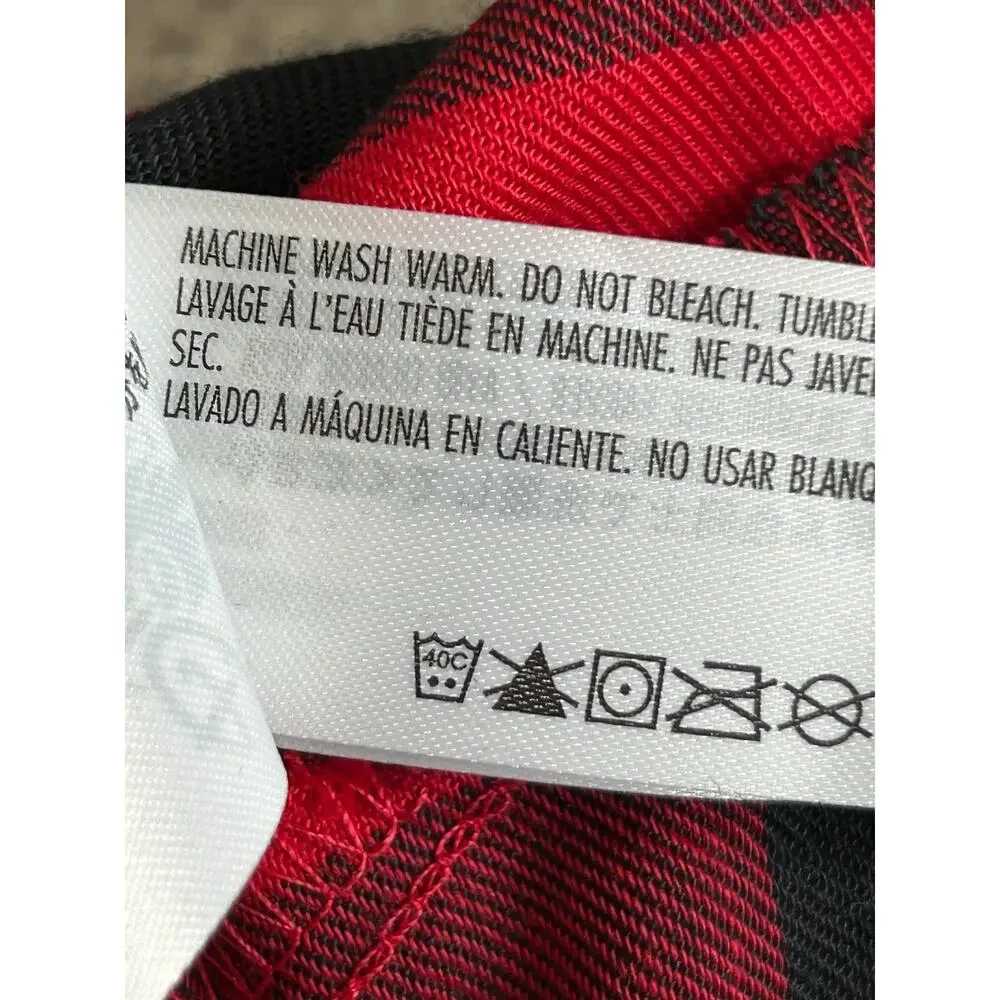 Disney Minnie Mouse Holiday Nightshirt 2X Red Black Buffalo Check Plaid Flannel - Picture 10 of 13